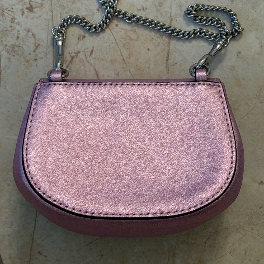 Coach Morgan Card Case with Crossbody Chain – Metallic Lilac (Style CP245) - Picture 4 of 11